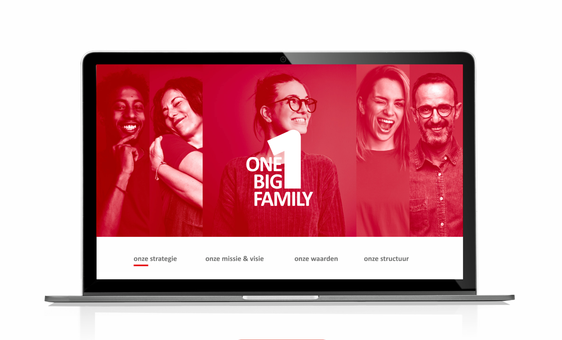 Cordeel career website on laptop — One Big Family landing